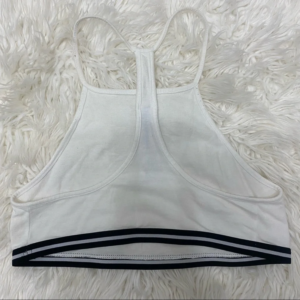 Forever 21 | Striped Racerback Bralette Sports Bra Crop Top Black White